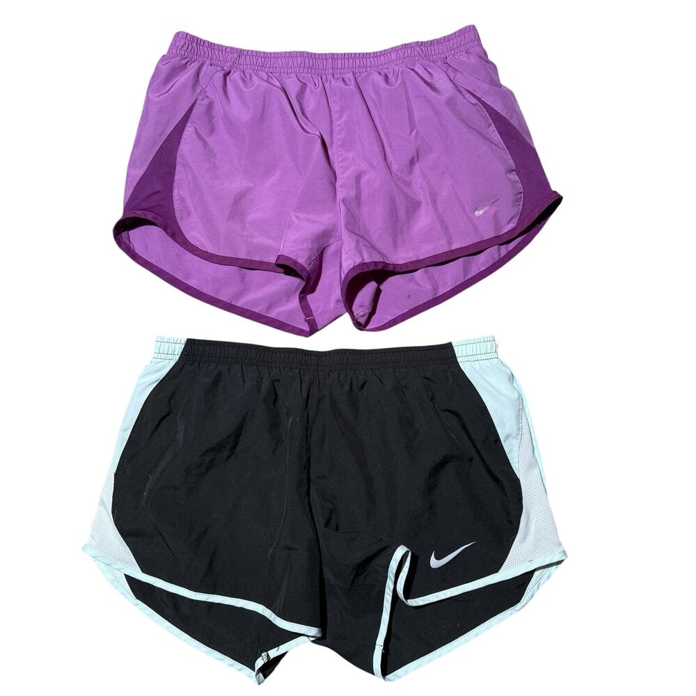 Nike Women's Dri-Fit Bundle Lot Of 2 Drawstring Lined Running Shorts Size Medium
